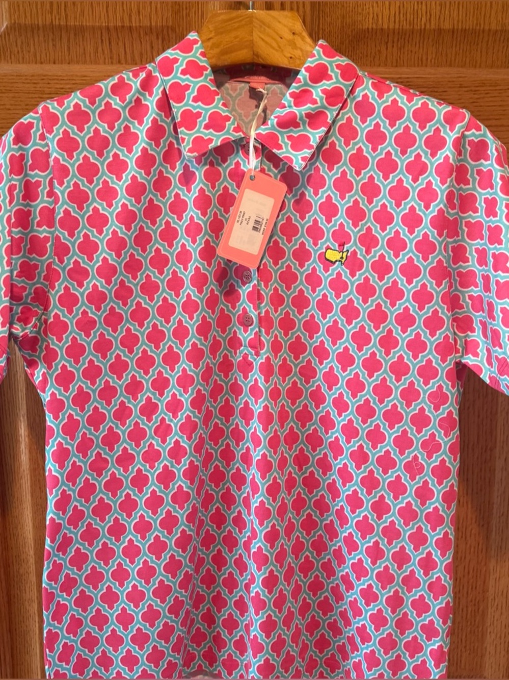 Masters NWT ladies XL  Pink Patterned Polo Shirt